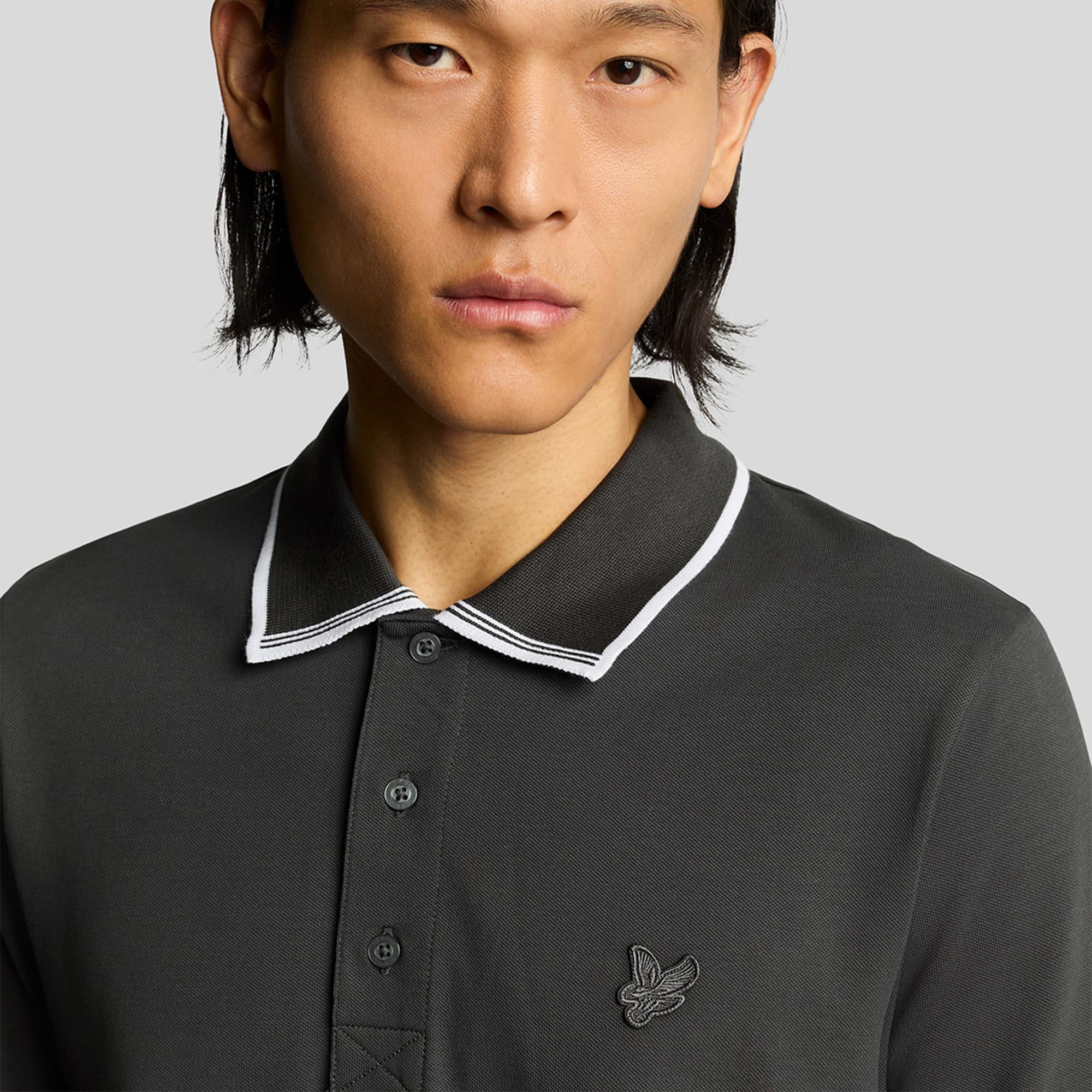Lyle & Scott Tipped Superfine Polo Shirt Gunmetal